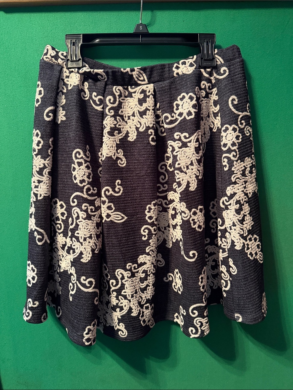 Dark Gray Floral Lace-Pattern A-Line Skirt - Women